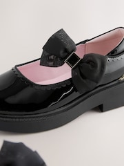 Baker by Ted Baker Back to School Organza Side Bow Mary Jane Black Shoes - Image 3 of 6