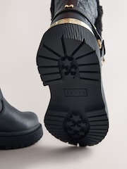 Baker by Ted Baker Faux Fur Trim Embossed Biker Black Boots - Image 6 of 6