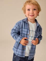 Blue Check Long Sleeve Shirt and T-Shirt Set 2 Piece (3mths-7yrs) - Image 1 of 8