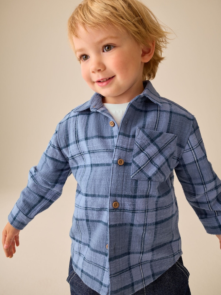 Blue Check Long Sleeve Shirt and T-Shirt Set 2 Piece (3mths-7yrs) - Image 2 of 8 Blue Check Long Sleeve Shirt and T-Shirt Set 2 Piece (3mths-7yrs) - Image 2 of 8