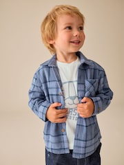 Blue Check Long Sleeve Shirt and T-Shirt Set 2 Piece (3mths-7yrs) - Image 4 of 8