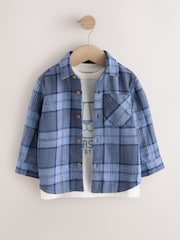 Blue Check Long Sleeve Shirt and T-Shirt Set 2 Piece (3mths-7yrs) - Image 5 of 8