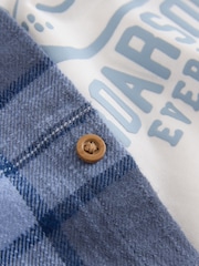 Blue Check Long Sleeve Shirt and T-Shirt Set 2 Piece (3mths-7yrs) - Image 7 of 8