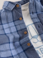 Blue Check Long Sleeve Shirt and T-Shirt Set 2 Piece (3mths-7yrs) - Image 8 of 8