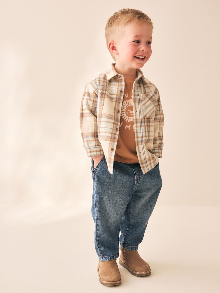 Ecru čekis - Long Sleeve Shirt and T-Shirt Set 2 Piece (3mths-7yrs) - 2 paveikslėlis iš 5 Ecru čekis - Long Sleeve Shirt and T-Shirt Set 2 Piece (3mths-7yrs) - 2 paveikslėlis iš 5