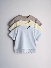 The Set 3 Pack Lace T-Shirt Blue/Yellow/Brown - Image 1 of 6