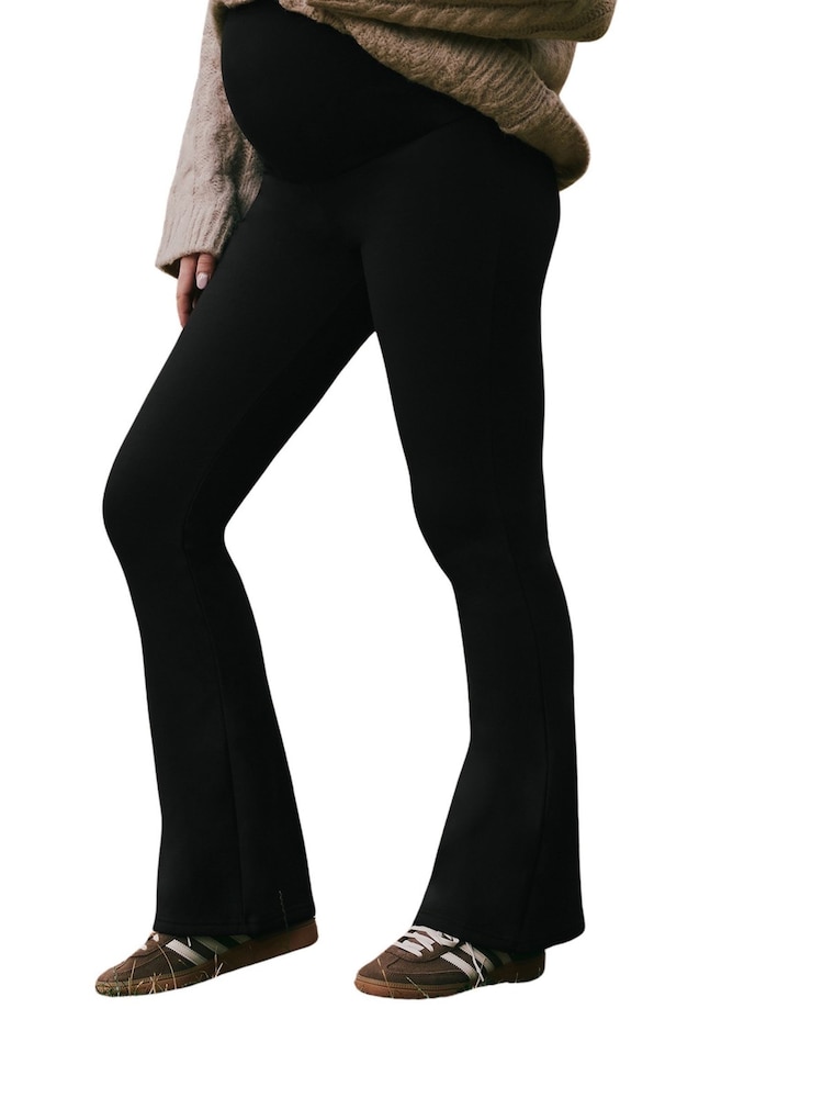 LOVALL Black Maternity Winter Flared Leggings - Image 1 of 2 LOVALL Black Maternity Winter Flared Leggings - Image 1 of 2