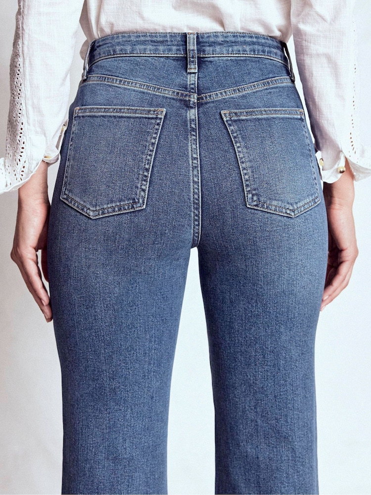 Boden Blue High Rise Fitted Flare Jeans - Image 2 of 6 Boden Blue High Rise Fitted Flare Jeans - Image 2 of 6