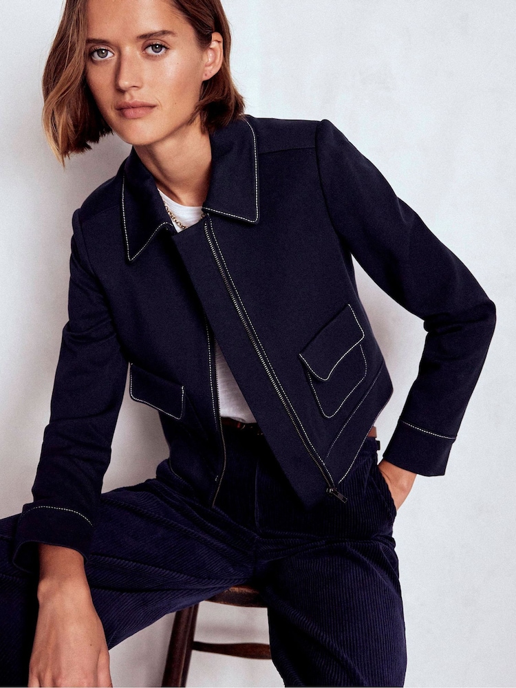 Boden Blue Zip Patch Pocket Jacket - Image 1 of 7 Boden Blue Zip Patch Pocket Jacket - Image 1 of 7