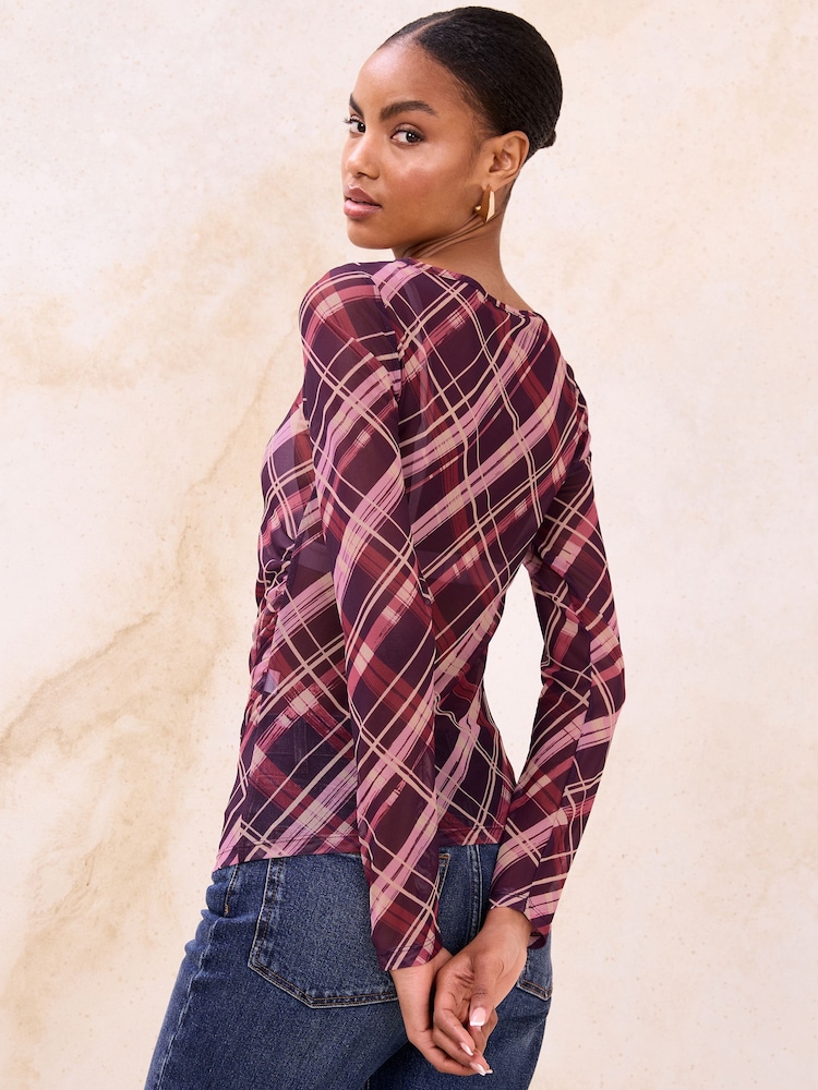 Lipsy Mesh Long Sleeve Top - Obraz 4 z 4