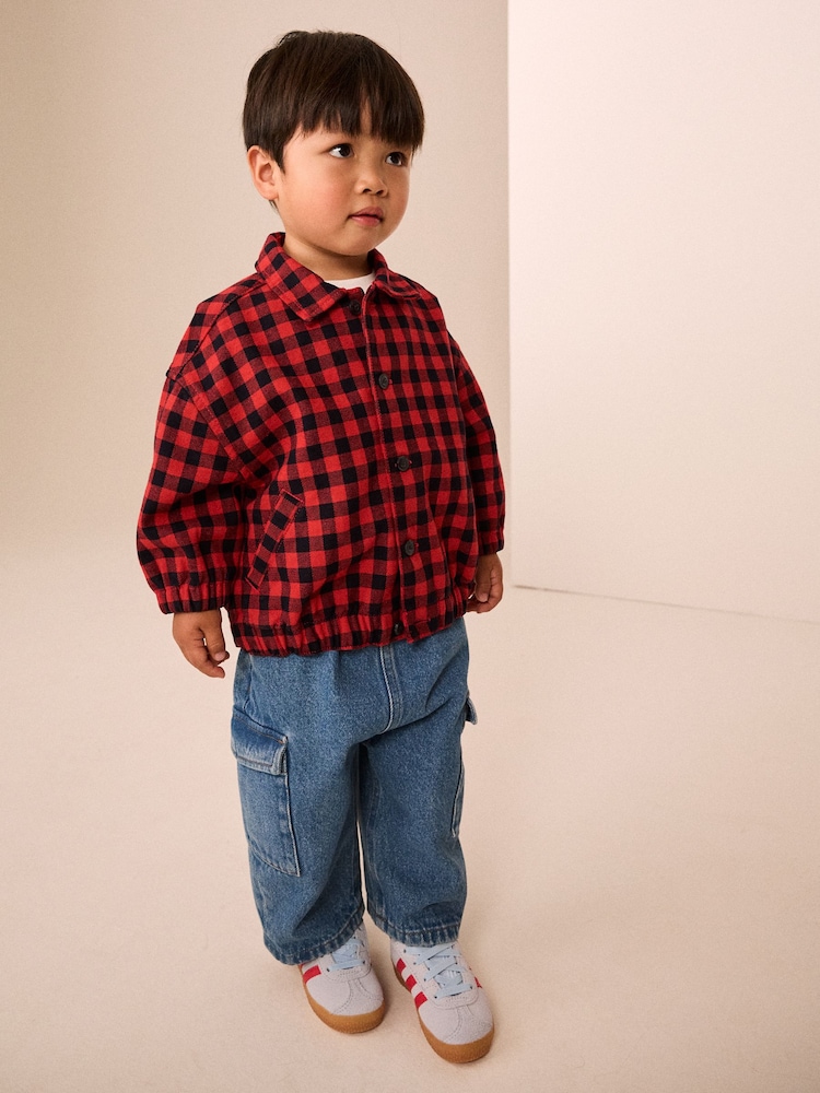 Red Cotton Twill Gingham Check Overshirt (3mths-7yrs) - Image 2 of 5