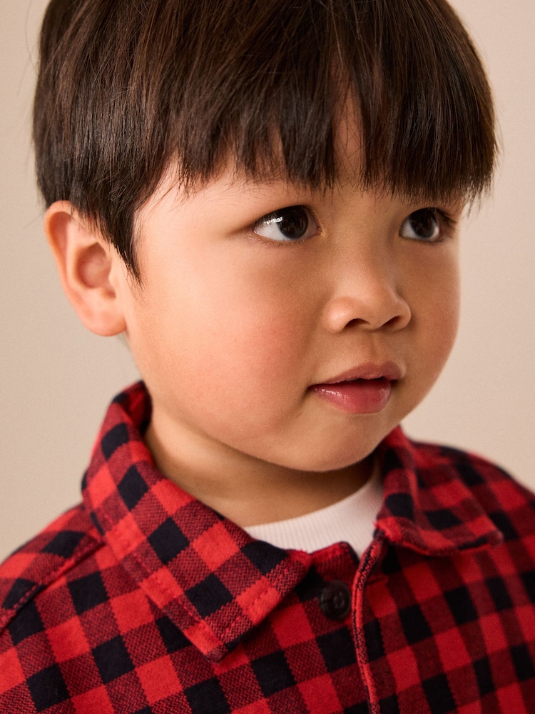 Red Cotton Twill Gingham Check Overshirt (3mths-7yrs) - Image 5 of 5