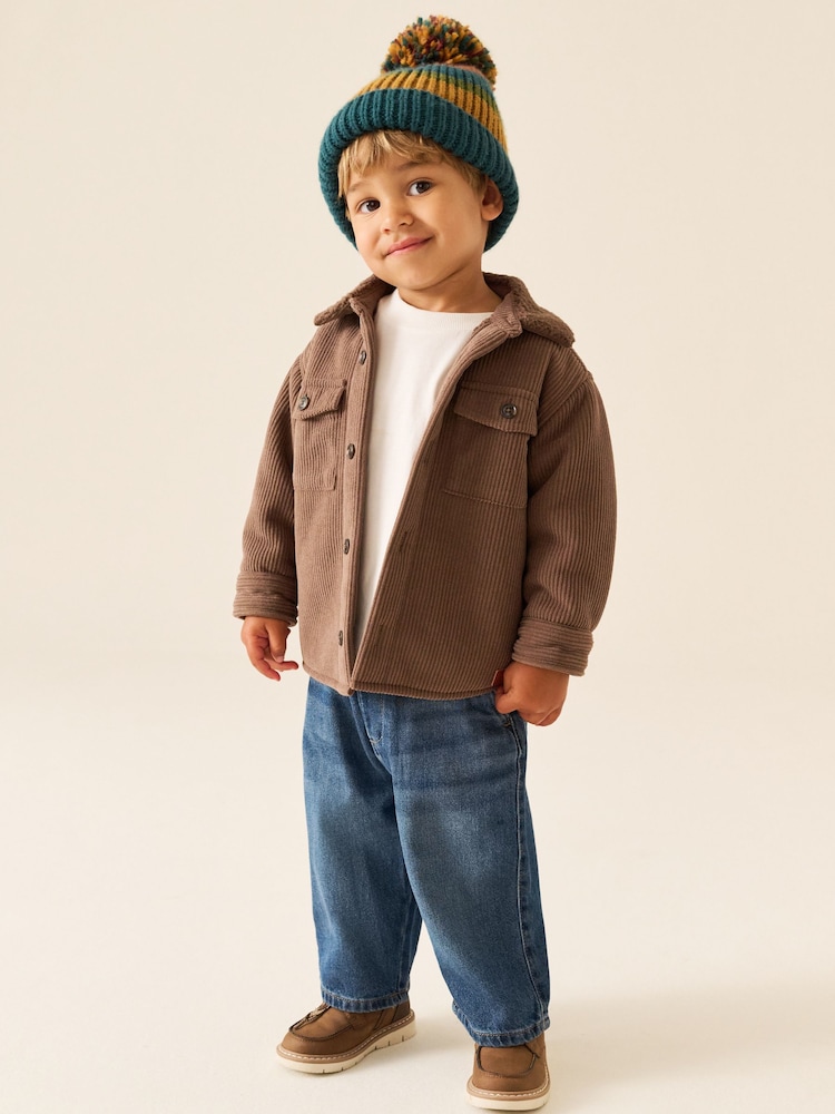 Chocolate Brown Borg Lined Cord Shacket (3mths-7yrs) - Image 2 of 4 Chocolate Brown Borg Lined Cord Shacket (3mths-7yrs) - Image 2 of 4