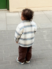 Blue/Ecru Check Zip Through Borg Lined Shacket (3mths-7yrs) - Image 2 of 2