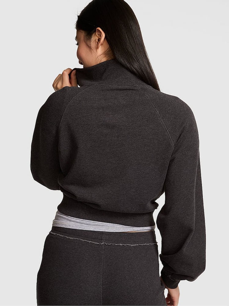 Victoria's Secret Pink Charcoal Heather Grey Full Zip Sweatshirt - Image 2 of 2 Victoria's Secret Pink Charcoal Heather Grey Full Zip Sweatshirt - Image 2 of 2