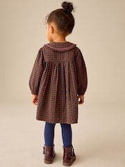 Schokoladenbraun - Kleid mit besticktem, kariertem Kragen (3M.-8J.) - Bild 3 von 8