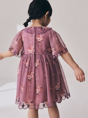 Blumenmuster in Lila - Lace Collar Short Sleeve Occasion Dress (3mths-8yrs) - Bild 3 von 8