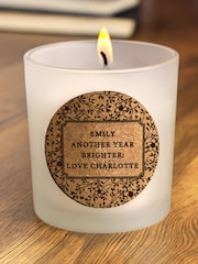 Personalised Floral Cork Label Candle Jar by PMC - Image 1 of 3