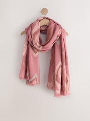 Pink Leaf Jacquard Lightweight Scarf - Image 6 of 8