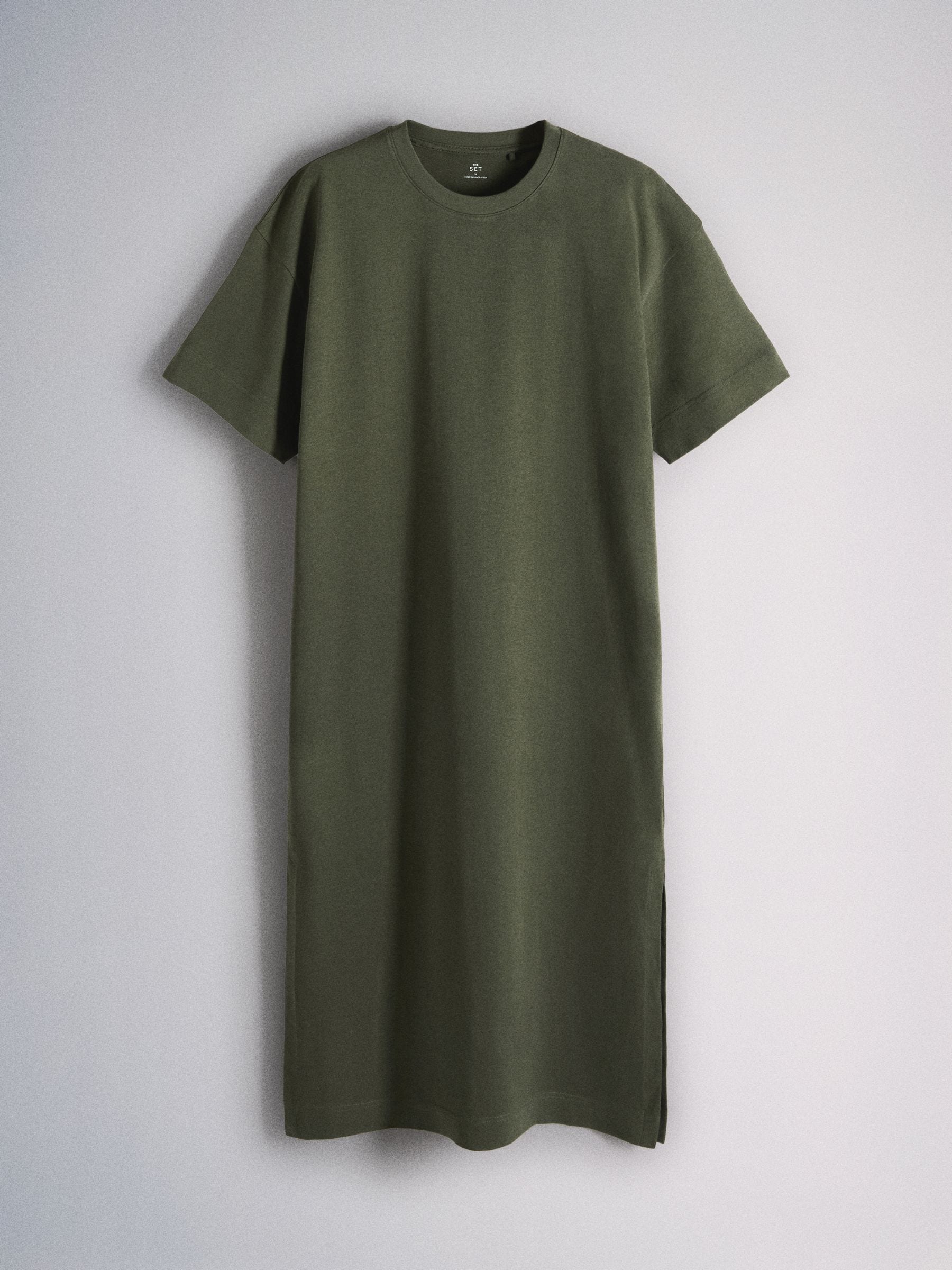h&m olive green shirt dress Mae Linen Blend - Highland cut hem with a small slit at each side Green Silk Shirt Dress Women's