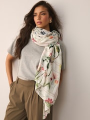 Vintage Floral Picot Edge Detail Lightweight Scarf - Image 1 of 6