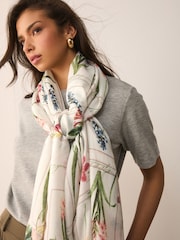Vintage Floral Picot Edge Detail Lightweight Scarf - Image 3 of 6