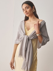 Grey Sequin Detail Lightweight Shawl - Image 4 of 8