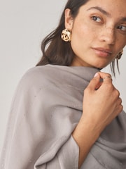 Grey Sequin Detail Lightweight Shawl - Image 5 of 8