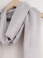 Grey Sequin Detail Lightweight Shawl - Image 8 of 8