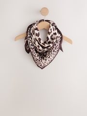 Chocolate Leopard Print Satin Square Lightweight Scarf - Image 2 of 4