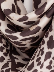 Chocolate Leopard Print Satin Square Lightweight Scarf - Image 4 of 4