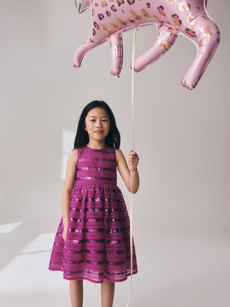 Pink Sequin Ruffle Occasion Dress (3-16yrs) - Image 2 of 4