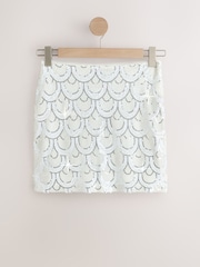 White & Sliver Sequin Bridal Mini Skirt - Image 6 of 8