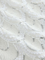 White & Sliver Sequin Bridal Mini Skirt - Image 7 of 8