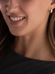 Beaverbrooks Gold Yellow Gold 9Ct Textured Hoop Earrings - Image 1 of 4