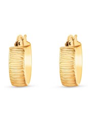Beaverbrooks Gold Yellow Gold 9Ct Textured Hoop Earrings - Image 2 of 4