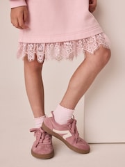 Pastel Pink Lace Hem Sequin Jumper Dress (3-16yrs) - Image 2 of 3