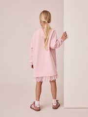 Pastel Pink Lace Hem Sequin Jumper Dress (3-16yrs) - Image 3 of 3