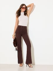 Friends Like These Chocolate Brown High Waist Pocket Flare Jeans - Image 1 of 4