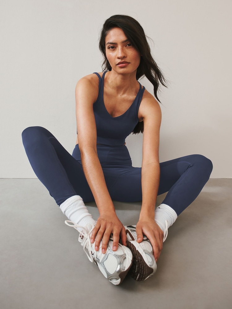 Navy Active Power Sports Leggings - Image 2 of 11