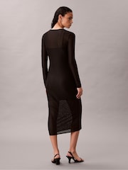 Calvin Klein Black Allover Emblem Logo Lace Maxi Dress - Image 2 of 5