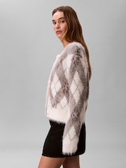 Calvin Klein Brown Soft Argyle Relaxed Cardigan - Image 6 of 7