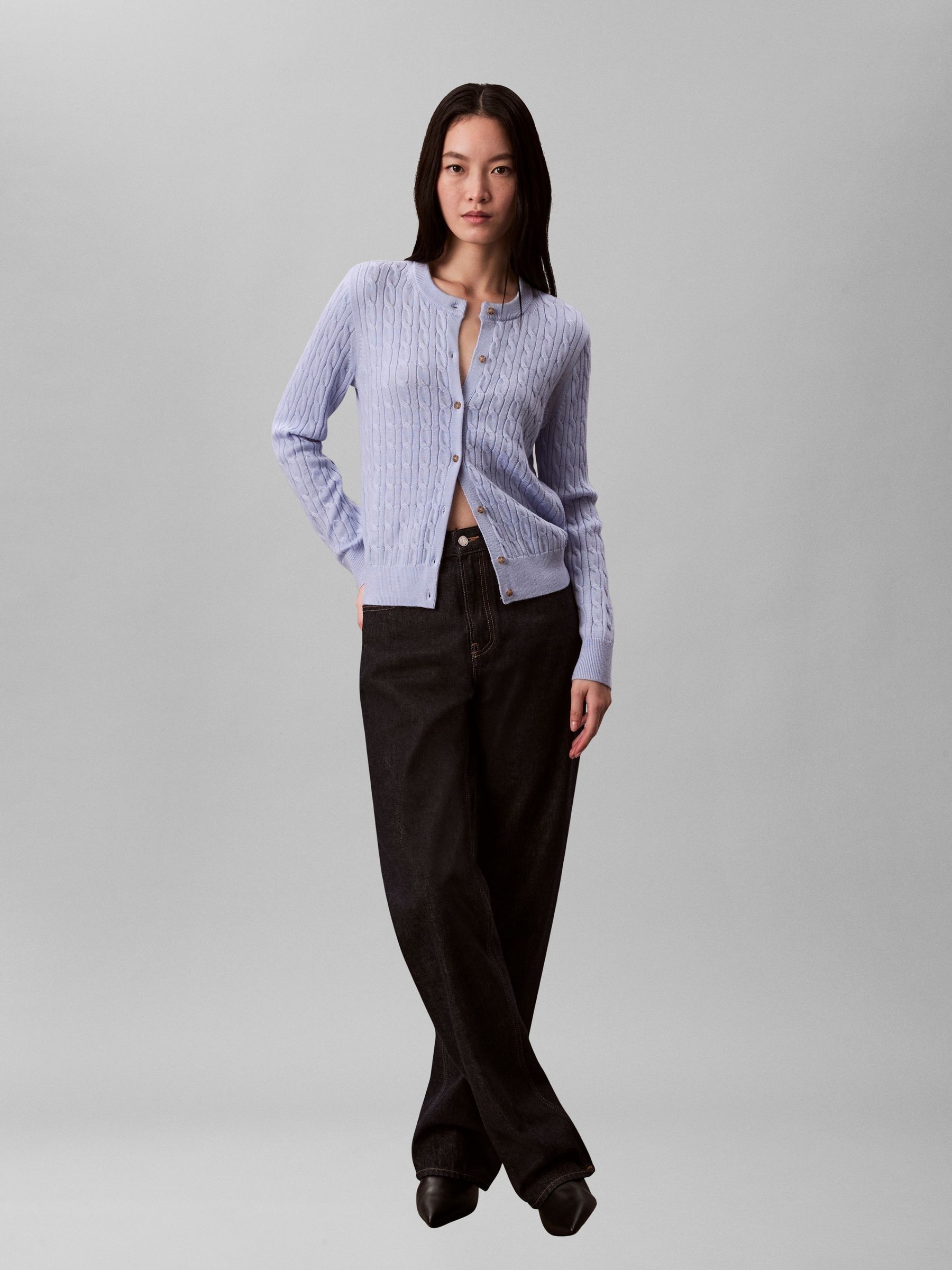 Buy Calvin Klein Purple Cable Cardigan with Wool from Next USA