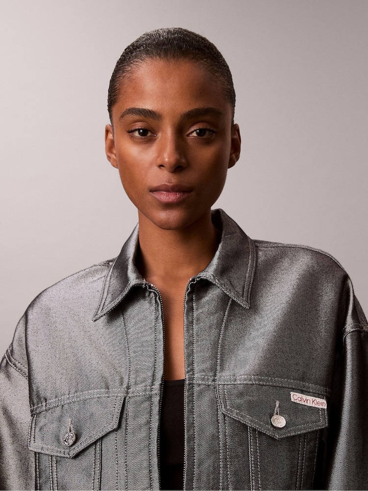 Buy Calvin Klein Silver Denim Bomber Jacket from Next USA