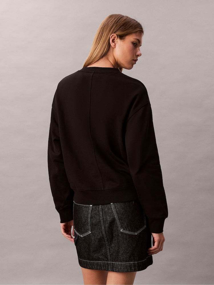 Calvin Klein Black Terry Relaxed Sweatshirt - Image 2 of 5