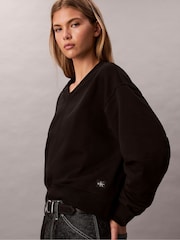 Calvin Klein Black Terry Relaxed Sweatshirt - Image 4 of 5