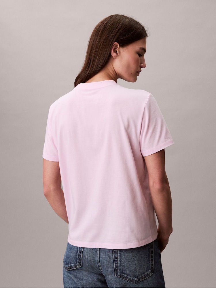 Calvin Klein Pink Short Sleeve Classic Foil Calvin Klein T-Shirt - Image 2 of 6 Calvin Klein Pink Short Sleeve Classic Foil Calvin Klein T-Shirt - Image 2 of 6