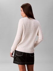 Calvin Klein White Merino Wool Blend Cable Cardigan - Image 2 of 5