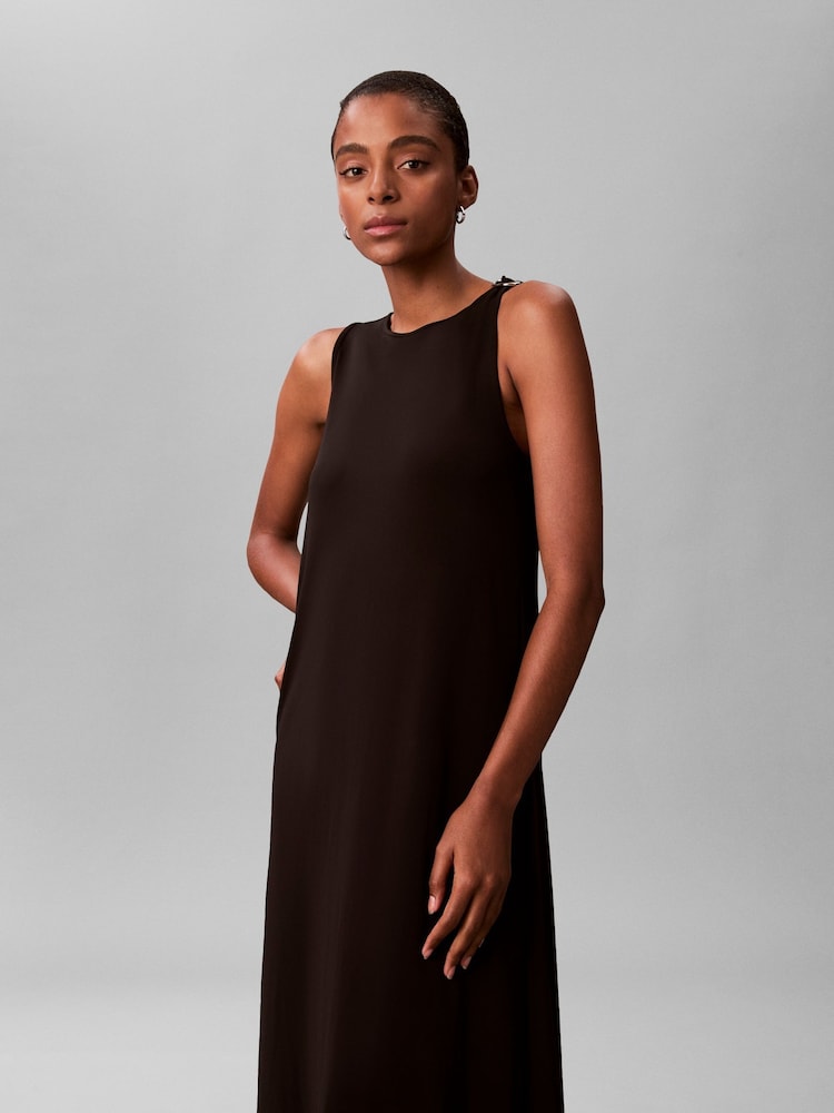 calvin klein black formal dress Calvin Klein Sheath Dress with Tie Neck Black 12 at Amazon Women's Clothing store