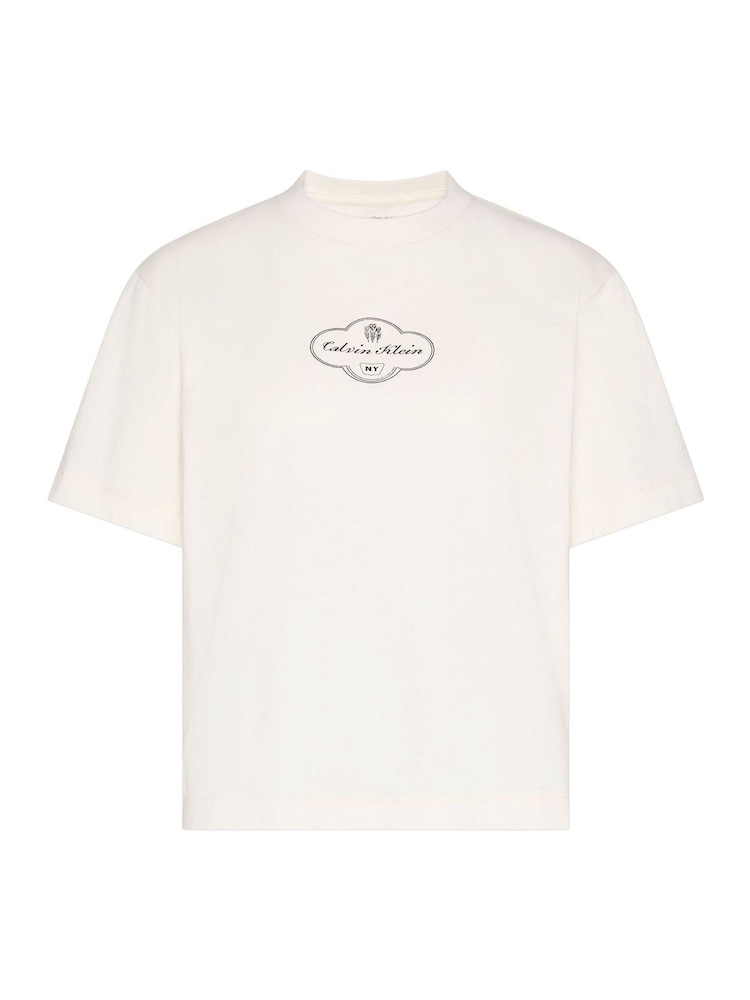 Calvin Klein White Cocktail Logo Graphic Boxy T-Shirt - Image 5 of 5